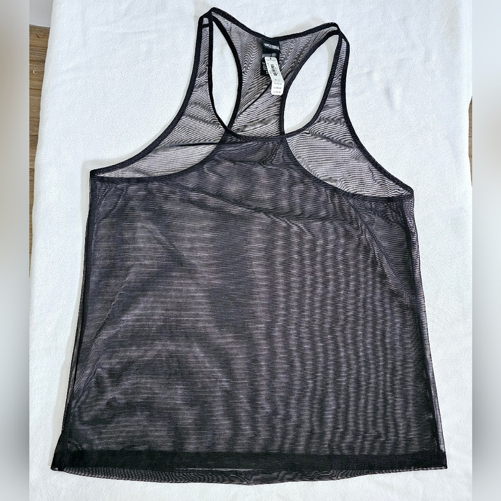 2 Victoria Secret PINK Small Sheer Cami Tank Top Black Pink Grey - Picture 5 of 8